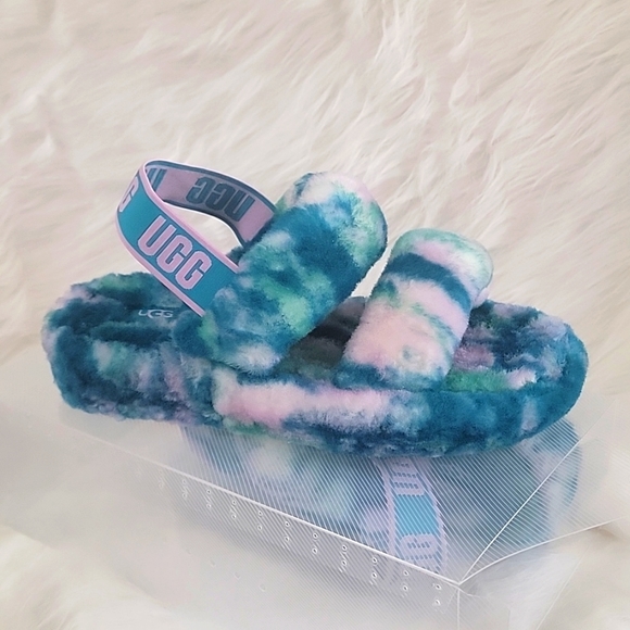 UGG Shoes - UGG Fluff Yeah! Teal and Purple Slides (NWOT)